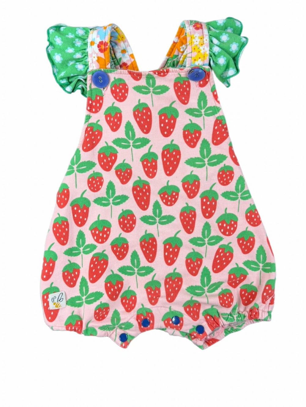 WILDFLOWERS Strawberry Cross-Back Bubble Romper - 12M